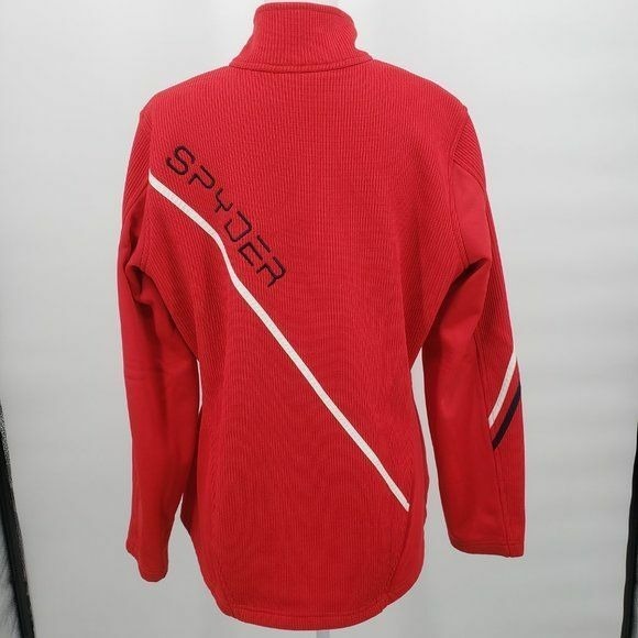Spyder Womens Stryke Red Full Zip Fleece Jacket Layering Ski Snowboard Size XL - Picture 8 of 12
